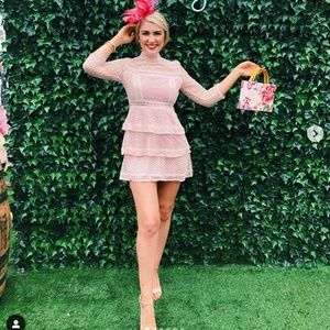 SOLD Pink lace tiered dress